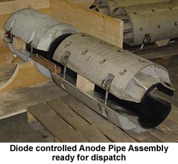 Diode controlled anode pipe assembly ready for dispatch